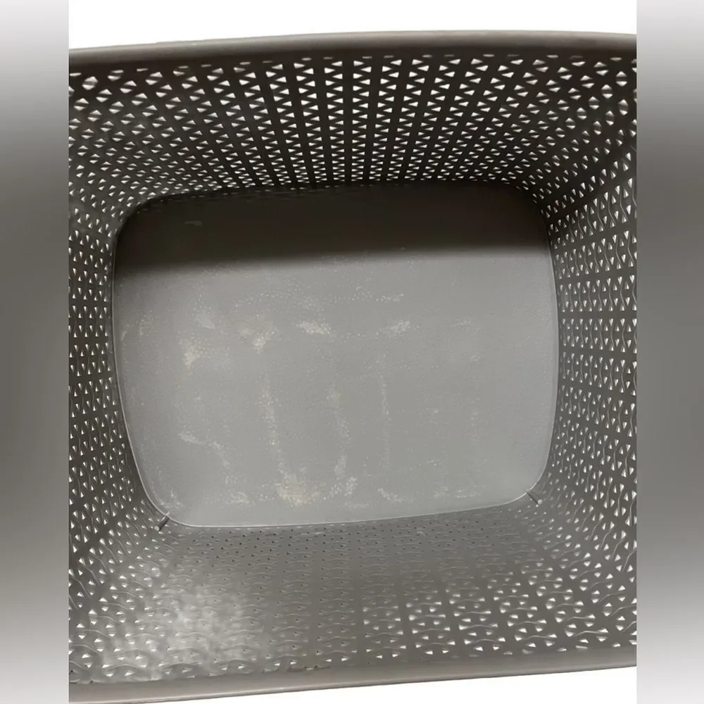 Charcoal Gray Decorative Storage Basket w/Large Y-Weave Design 16.5”x12.75”x11”